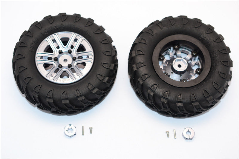 Plastic 6 Poles Simulation Wheels In Black Screws With  1.9" Crawler Tire & 12mm Hex Tool - 1Pr