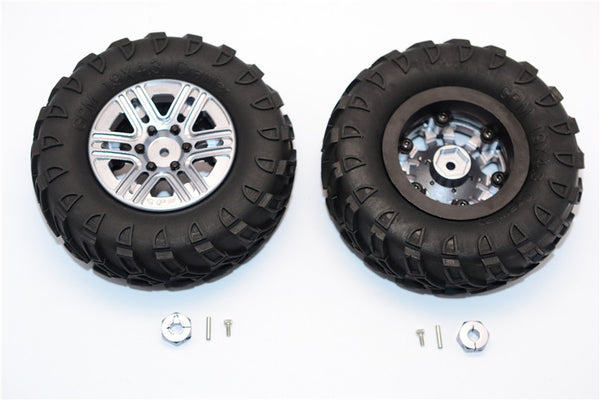 Plastic 6 Poles Simulation Wheels In Black Screws With  1.9" Crawler Tire & 12mm Hex Tool - 1Pr