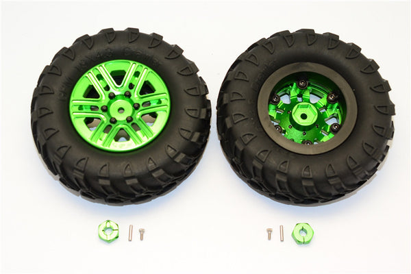 Plastic 6 Poles Simulation Wheels In Black Screws With  1.9" Crawler Tire & 12mm Hex Tool - 1Pr