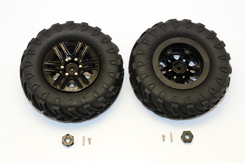 Plastic 6 Poles Simulation Wheels In Silver Screws With  1.9" Crawler Tire & 12mm Hex Tool - 1Pr
