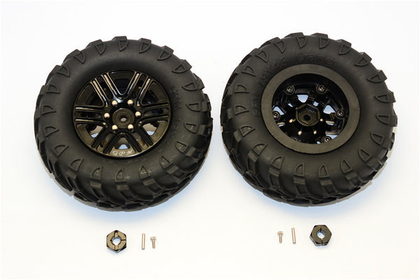 Plastic 6 Poles Simulation Wheels In Silver Screws With  1.9" Crawler Tire & 12mm Hex Tool - 1Pr