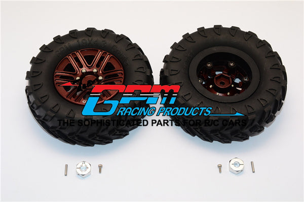 Plastic 6 Poles Simulation Wheels In Silver Screws With 1.9" Crawler Tire & 12mm Hex Tool - 1Pr Brown