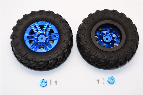 Plastic 6 Poles Simulation Wheels In Silver Screws With  1.9" Crawler Tire & 12mm Hex Tool - 1Pr