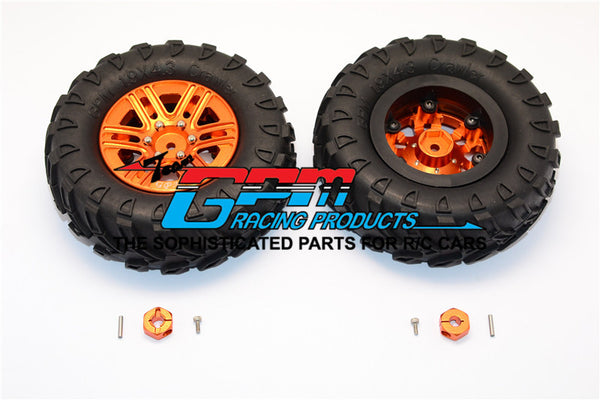Plastic 6 Poles Simulation Wheels In Silver Screws With 1.9" Crawler Tire & 12mm Hex Tool - 1Pr Orange