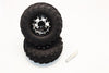Aluminum 6 Poles Simulation Wheels In Silver Edge With 1.9" Tire & Hex Tool (Inner Black & Outer Silver Screws) - 1Pr Set Black