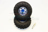 Aluminum 6 Poles Simulation Wheels With 1.9" Tire & Hex Tool  (Custom Colors) - 1Pr Set Blue+Silver