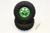 Aluminum 6 Poles Simulation Wheels In Silver Edge With 1.9" Tire & Hex Tool (All Silver Screws) - 1Pr Set Green