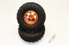 Aluminum 6 Poles Simulation Wheels In Silver Edge With 1.9" Tire & Hex Tool (All Silver Screws) - 1Pr Set Orange