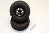 Aluminum 6 Poles Simulation Wheels In Silver Edge With 1.9" Tire & Hex Tool (Inner Silver & Outer Black Screws) - 1Pr Set Black