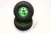 Aluminum 6 Poles Simulation Wheels In Silver Edge With 1.9" Tire & Hex Tool (Inner Silver & Outer Black Screws) - 1Pr Set Green