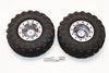Aluminum 6 Poles Simulation Wheels In Silver Edge With 1.9" Tire & Hex Tool (Inner Silver & Outer Black Screws) - 1Pr Set Gray Silver