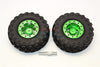 Aluminum 6 Poles Simulation Wheels In Silver Edge With 1.9" Tire & Hex Tool (Inner Silver & Outer Black Screws) - 1Pr Set Green