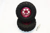 Aluminum 6 Poles Simulation Wheels In Silver Edge With 1.9" Tire & Hex Tool (Inner Silver & Outer Black Screws) - 1Pr Set Red