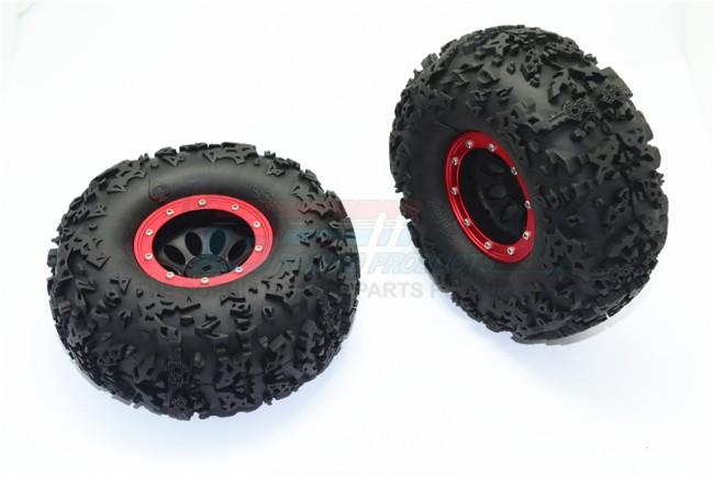 2.2" Rubber Rally Tires and Plastic Wheels for 1:10 R/C Cars - 2Pc Set Red