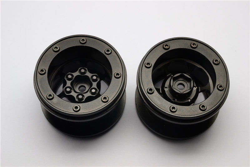Aluminum 6 Poles Wheels For 2.2'' Tire - 1Pr Black