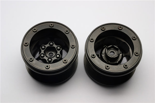 Aluminum 6 Poles Wheels For 2.2'' Tire - 1Pr Black