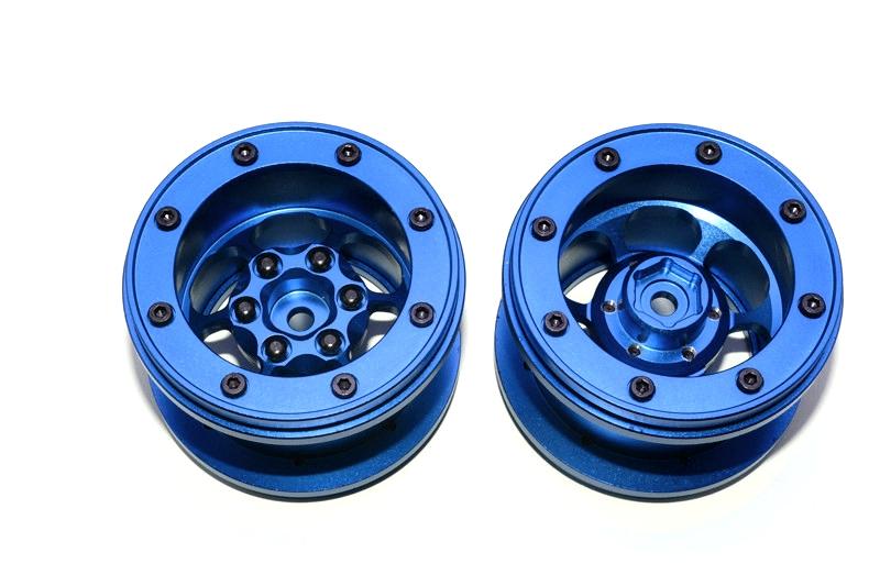 Aluminum 6 Poles Wheels For 2.2'' Tire - 1Pr Blue