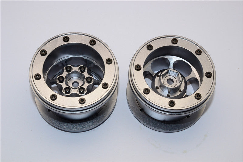 Aluminum 6 Poles Wheels For 2.2'' Tire - 1Pr Gray Silver