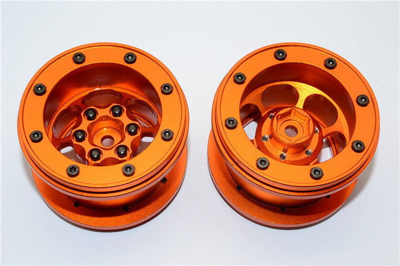 Aluminum 6 Poles Wheels For 2.2'' Tire - 1Pr Orange