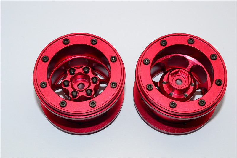 Aluminum 6 Poles Wheels For 2.2'' Tire - 1Pr Red