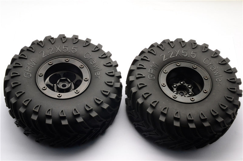 Aluminum 6 Poles Wheels With 2.2'' Tire & Foam Insert - 1Pr Black