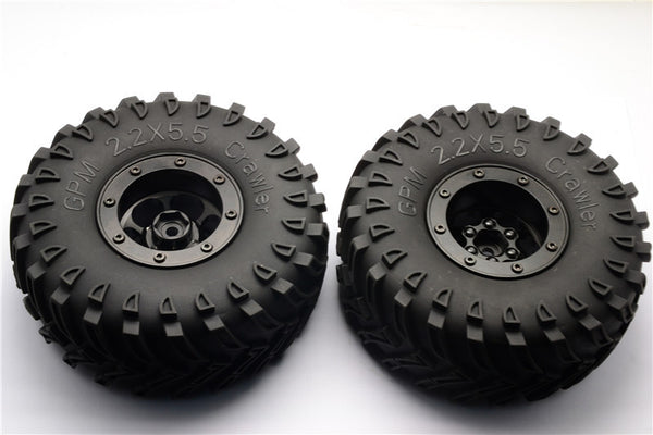 Aluminum 6 Poles Wheels With 2.2'' Tire & Foam Insert - 1Pr Black