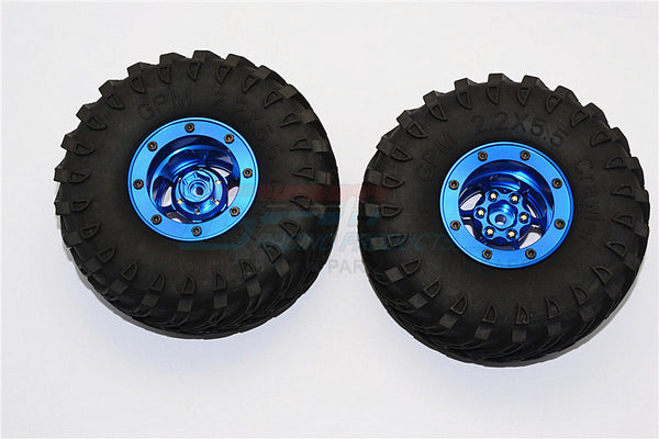 Aluminum 6 Poles Wheels With 2.2'' Tire & Foam Insert - 1Pr Blue