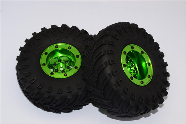 Aluminum 6 Poles Wheels With 2.2'' Tire & Foam Insert - 1Pr Green