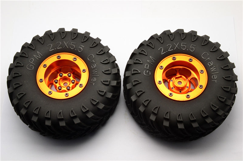 Aluminum 6 Poles Wheels With 2.2'' Tire & Foam Insert - 1Pr Orange