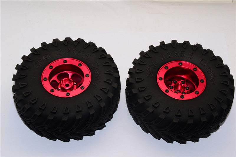 Aluminum 6 Poles Wheels With 2.2'' Tire & Foam Insert - 1Pr Red