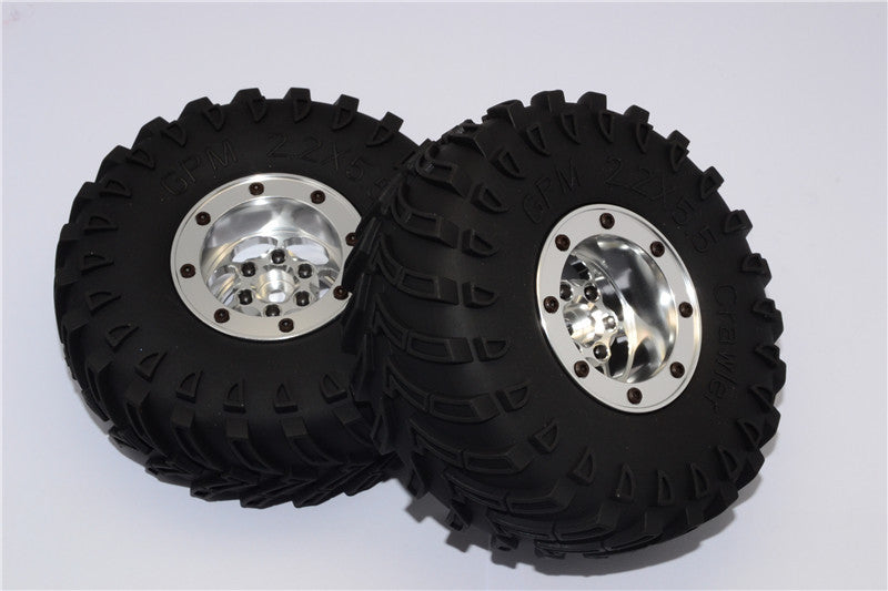 Aluminum 6 Poles Wheels With 2.2'' Tire & Foam Insert - 1Pr Silver