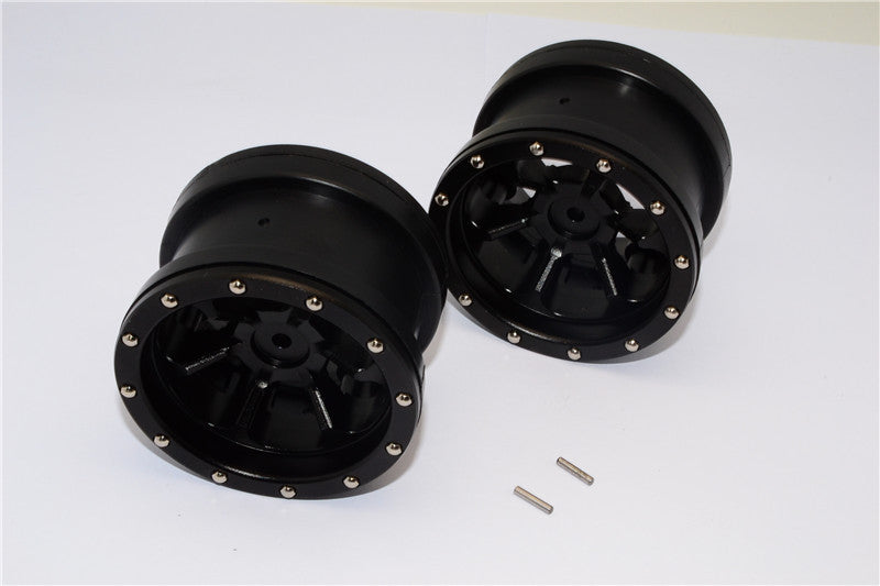 Aluminum 6 Poles Beadlock & Nylon Wheels Frame For 2.2'' Tire - 1Pr Black