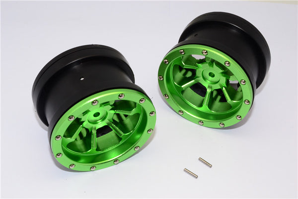 Aluminum 6 Poles Beadlock & Nylon Wheels Frame For 2.2'' Tire - 1Pr Green
