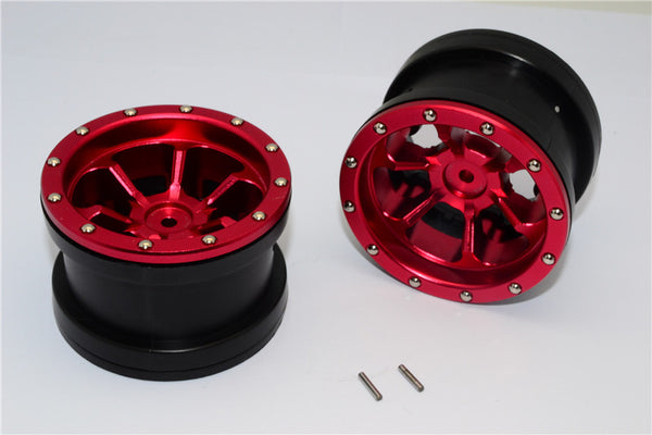Aluminum 6 Poles Beadlock & Nylon Wheels Frame For 2.2'' Tire - 1Pr Red