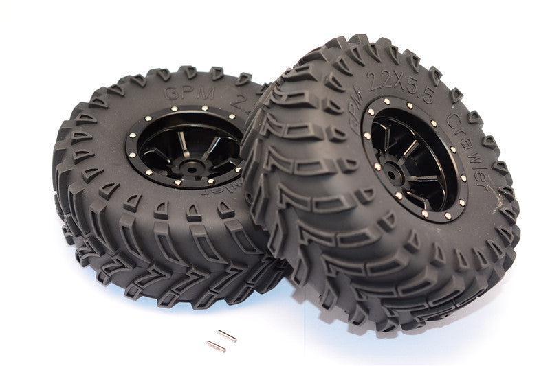 Aluminum 6 Poles Beadlock & Nylon Wheels Frame With 2.2'' Tire & Foam Insert - 1Pr Black