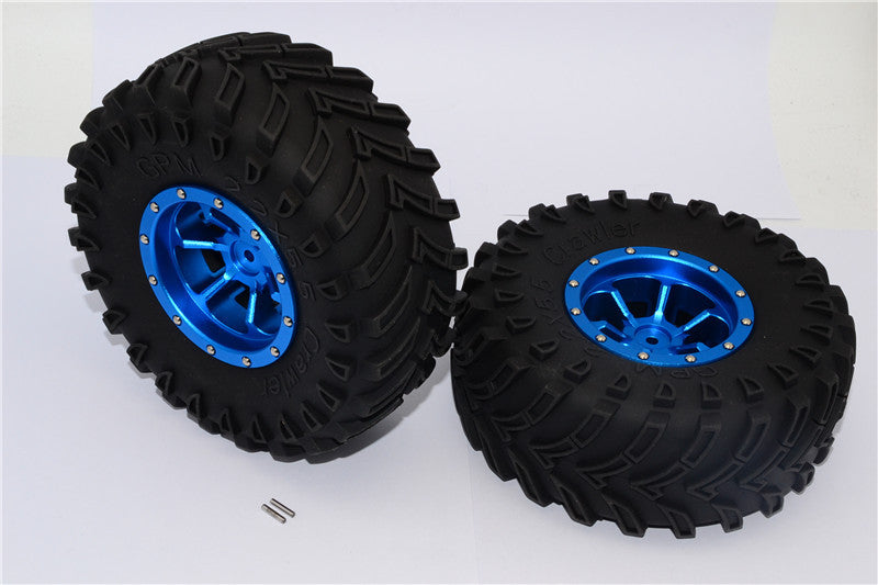 Aluminum 6 Poles Beadlock & Nylon Wheels Frame With 2.2'' Tire & Foam Insert - 1Pr Blue