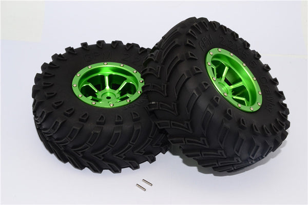 Aluminum 6 Poles Beadlock & Nylon Wheels Frame With 2.2'' Tire & Foam Insert - 1Pr Green