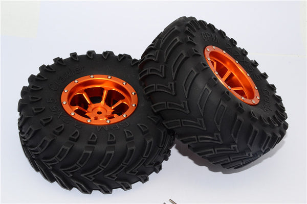 Aluminum 6 Poles Beadlock & Nylon Wheels Frame With 2.2'' Tire & Foam Insert - 1Pr Orange