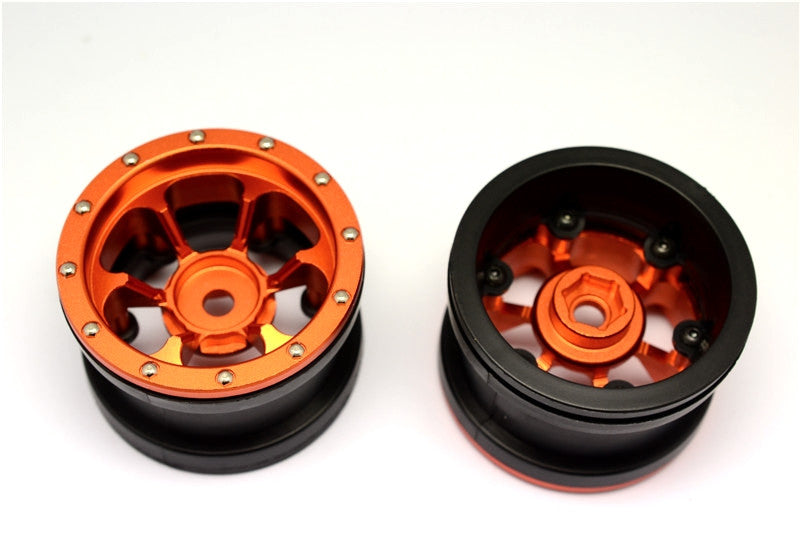 Aluminum 6 Poles Beadlock & Nylon Wheels Frame For 2.2'' Tire (Use With 12mm Hex) - 1Pr Orange