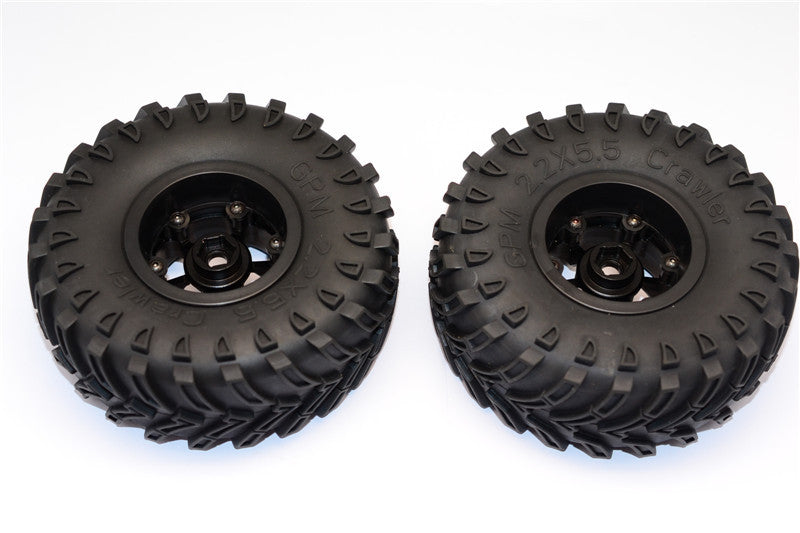 Aluminum 6 Poles Beadlock & Nylon Wheels Frame With 2.2'' Tire & Foam Insert (Use With 12mm Hex) - 1Pr Black