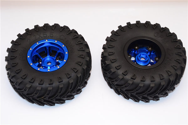 Aluminum 6 Poles Beadlock & Nylon Wheels Frame With 2.2'' Tire & Foam Insert (Use With 12mm Hex) - 1Pr Blue