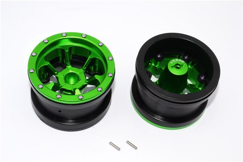 Aluminum 6 Poles Beadlock With 22mm Hub & Nylon Wheels Frame For 2.2'' Tire - 1Pr Green