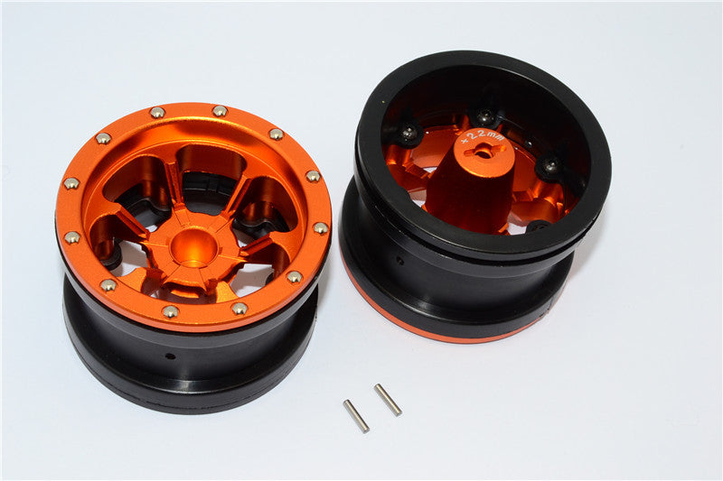Aluminum 6 Poles Beadlock With 22mm Hub & Nylon Wheels Frame For 2.2'' Tire - 1Pr Orange