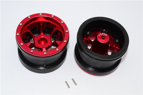 Aluminum 6 Poles Beadlock With 22mm Hub & Nylon Wheels Frame For 2.2'' Tire - 1Pr Red