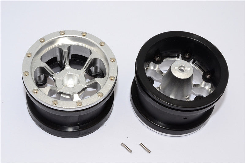 Aluminum 6 Poles Beadlock With 22mm Hub & Nylon Wheels Frame For 2.2'' Tire - 1Pr Silver