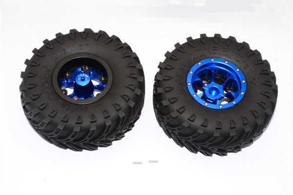 Aluminum 6 Poles Beadlock With 22mm Hub & Nylon Wheels Frame With 2.2'' Tire & Foam Insert - 1Pr Blue