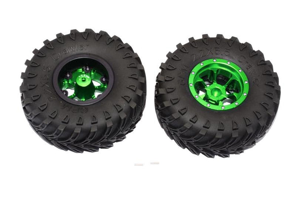 Aluminum 6 Poles Beadlock With 22mm Hub & Nylon Wheels Frame With 2.2'' Tire & Foam Insert - 1Pr Green