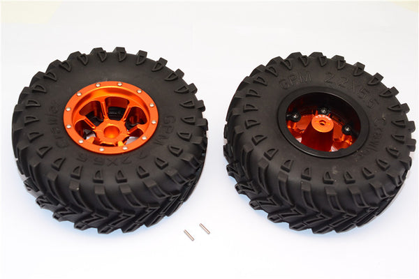Aluminum 6 Poles Beadlock With 22mm Hub & Nylon Wheels Frame With 2.2'' Tire & Foam Insert - 1Pr Orange
