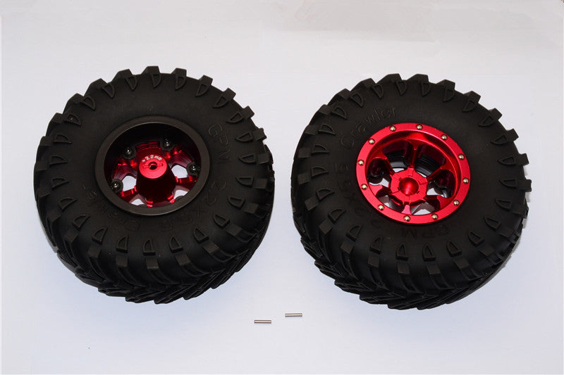 Aluminum 6 Poles Beadlock With 22mm Hub & Nylon Wheels Frame With 2.2'' Tire & Foam Insert - 1Pr Red