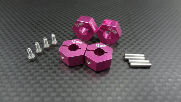 Axial EXO, SCX10 & Wraith Aluminum Hex Adapter (12mmx7mm) - 4Pcs Set Pink
